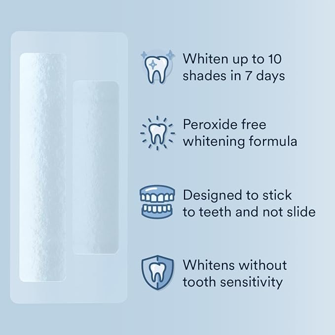 Auraglow Teeth Whitening Strips, Peroxide Free, 14 Treatments, Whitens Teeth Without Sensitivity, Removes Years of Stains, Enamel Safe Teeth Whitener, 28 Strips, Mint