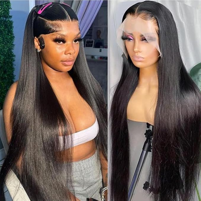200% Density 13x6 HD Lace Front Wigs Human Hair Pre Plucked Straight Human Hair Wigs for Women Glueless Lace Frontal Wigs with Baby Hair 24 Inch