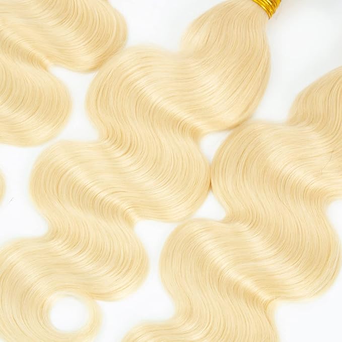 Freiuoke 613 Body Wave Bundle Blonde Human Hair Bundles White Blonde Bundles Human Hair Unprocessed Virgin Hair 1 Bundle 18 Inch 50g