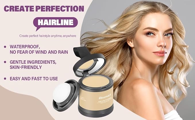 Hairline Powder Instantly Conceals Hair Loss, Root Touch Up Hair Color Powder, Hair Toppers for Women Men, Hair Fibers for Thinning Hair, Root Cover Up lasting 24 hours (Light Blonde, 0.35)