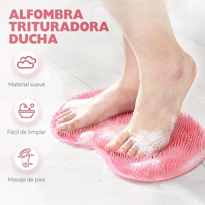 Shower Foot Scrubber Mat, 2025 New Foot Back Cleaning Pad Back Washer with Non-Slip Suction Cups, Wall Mounted Exfoliating Bath Wash Pad for Men and Women (Blue)
