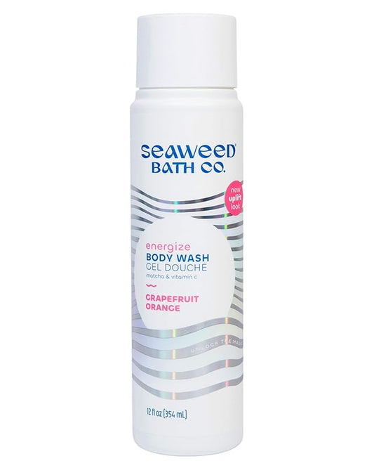 Seaweed Bath Co. Energize Body Wash, Grapefruit Orange Scent, 12 Ounce, Shower Gel for Men & Women, Vegan, Paraben Free, Sulfate Free, Cruelty Free