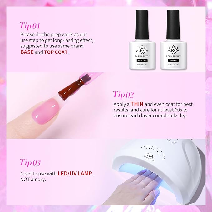 BORN PRETTY Ice Jelly Gel Nail Polish Jelly Halloween Hot Pink Gel Polish Sheer Transparent Hot Pink Natural Translucent Hema-Free Soak Off Gel Polish Nail Art DIY Christmas Gift 15ML
