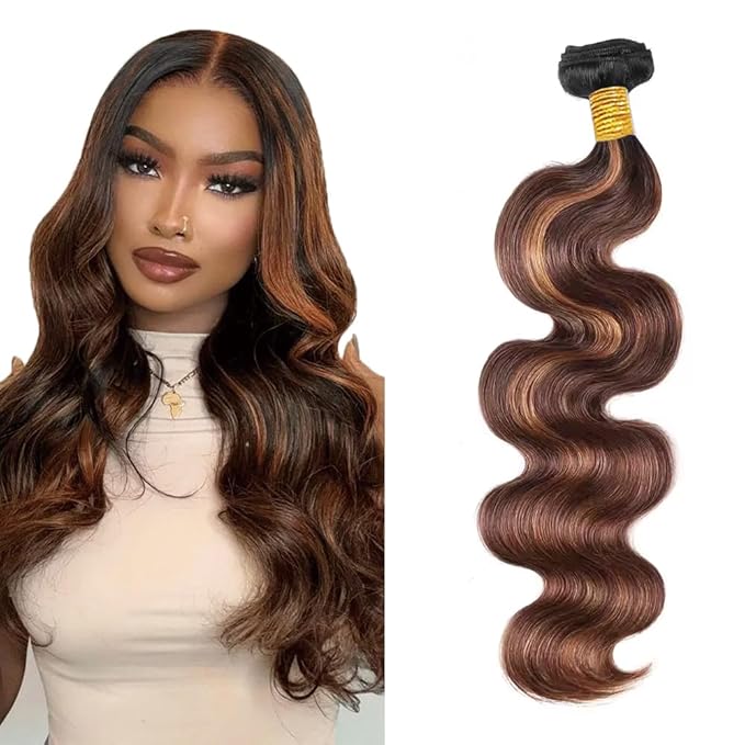 Color 30 Bundles Human Hair 4/30 Body Wave Bundles 22 Inch Peruvian Virgin Hair Soft And Shiny Highlight P4/30 Hair Extensions 50g
