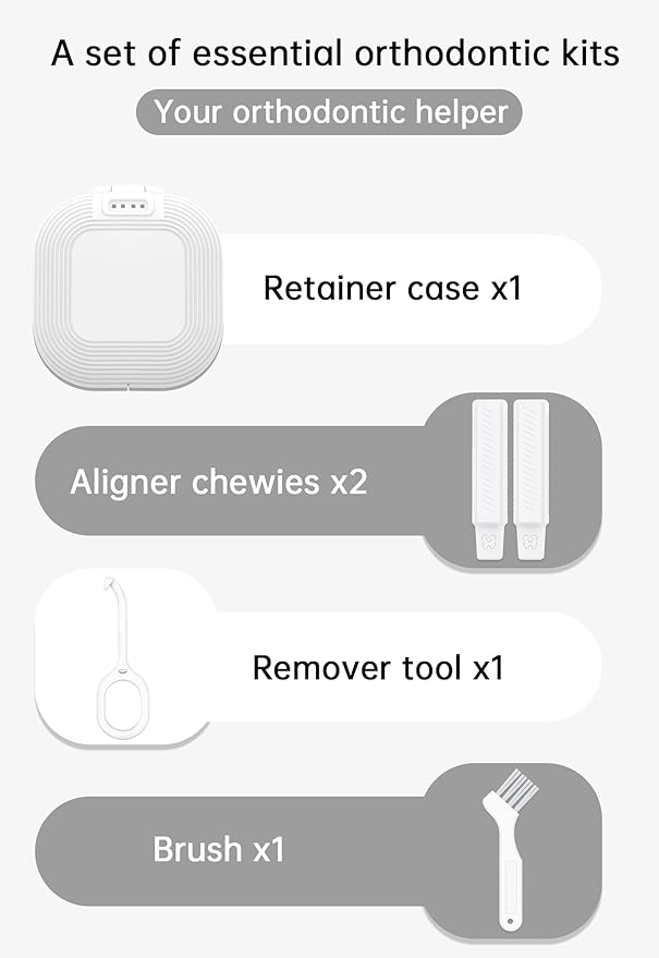 HEMILAB® Retainer Case with Mirror, Slim Aligner Case with Vent Holes, Compatible with Invisalign, Mouth Guard Box with Retainer Removal Tool, White