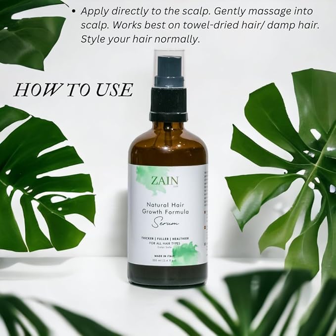 ZAIN1 Natural Hair growth serum with Snail Mucin, Rosmary, Niacinamide, Hyaluronic acid, Azelaic acid, Nettle, and Much More Natural Ingredients (Mimosa, 3.4 oz). Our products are made by nature