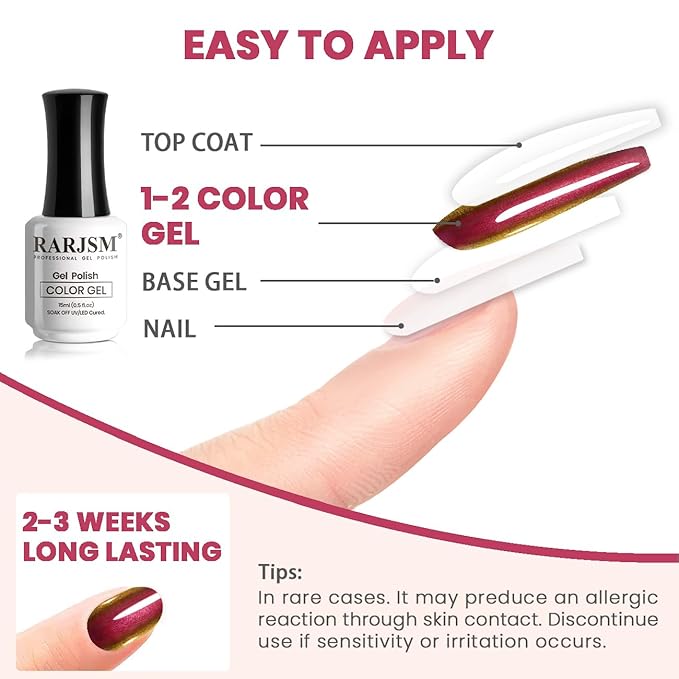 RARJSM Chameleon Glitter Gel Nail Polish Purple Red to Green Shimmery Multichrome Color Changing Gel Polish Curing Requires Sparkle Shimmer Nail Gel Varnish Soak Off DIY at Home Salon 15ml