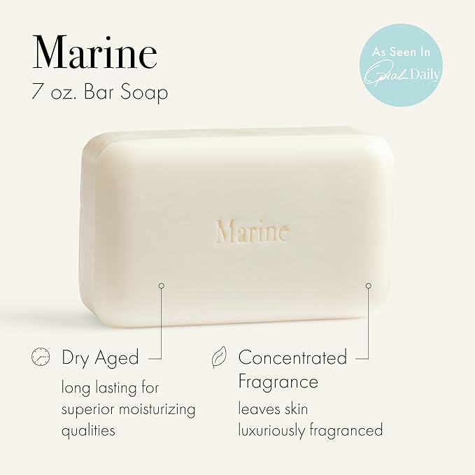 LAFCO New York Bar Soap, Marine - 7 oz - Ultra-Hydrating, Natural Formula - All Skin Types - Made in Europe