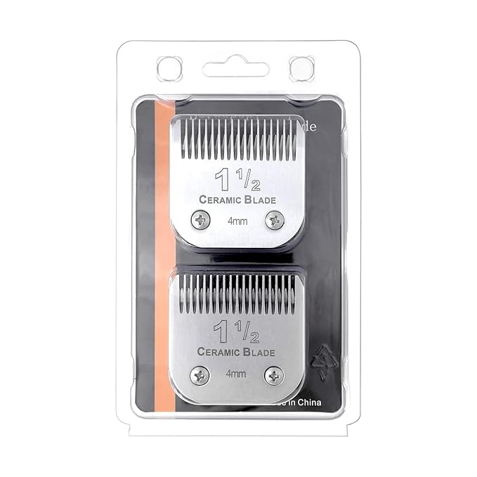 2 Packs Professional Detachable Replacement Ceramic Blades Size 1-1/2,Cut Length 5/32-Inch 4mm,compatible with Andis AGC,BDC,BGC,MBG Series/oster Classic 76/Star-Teq/Power-Teq/A5 Clipper