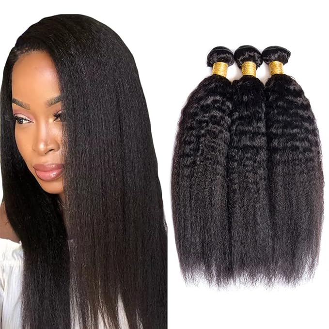Yaki Bundles Human Hair 1B Kinky Straight Bundles 24 26 28 inch Grade 8A Unprocessed Virgin Straight Human Hair Weave