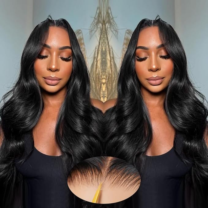 7x5 HD Lace Closure Glueless Wigs Human Hair Wear and GO Pre Plucked Pre Cut 200% Density Glueless Wig 22Inch Body Wave Lace Front Wigs with Baby Hair for Black Women Natural Hairline