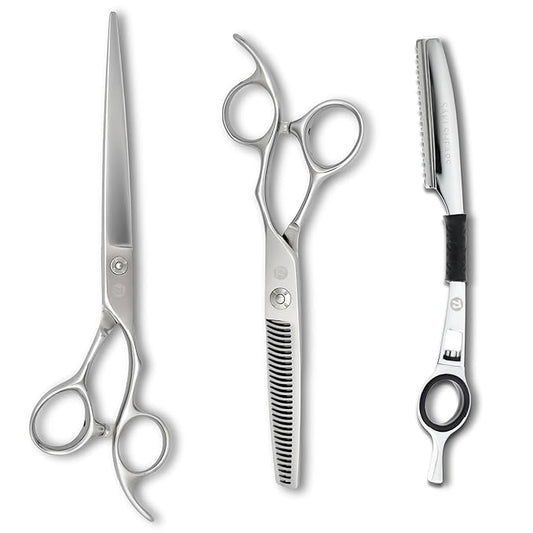 Saki Ha Professional Hair Shears Set 7.0 Inch - Includes Hair Scissors, Thinning Shears and Razor - Handmade from Japanese Steel