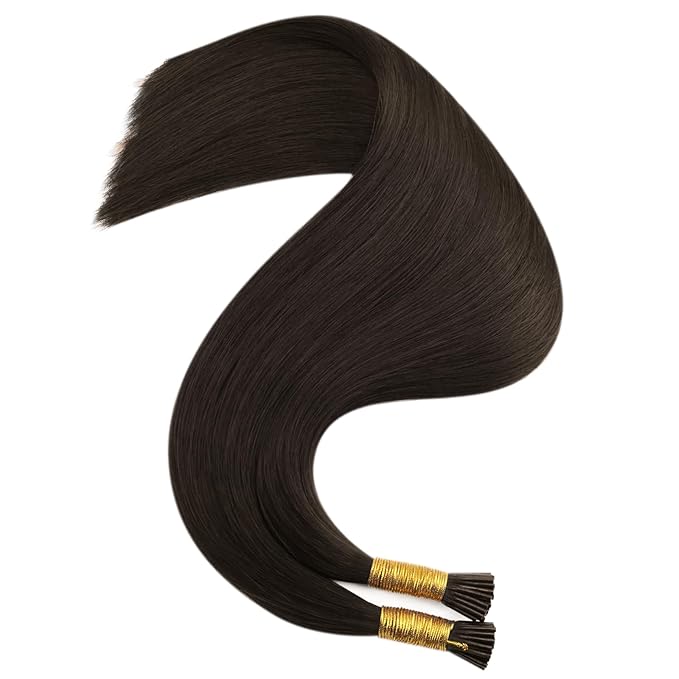 Full Shine I Tip Hair Extensions Human Hair 22 Inch Darkest Brown 40 Grams Itip Human Hair Extensions Straight Natural Remy Hair for Women add Length Cold Fusion