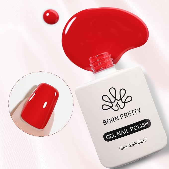 Born Pretty Red Gel Nail Polish Valentine's Day Gift Red Heart Color Gel Polish Nail Art Design Manicure Salon DIY Home 15ml