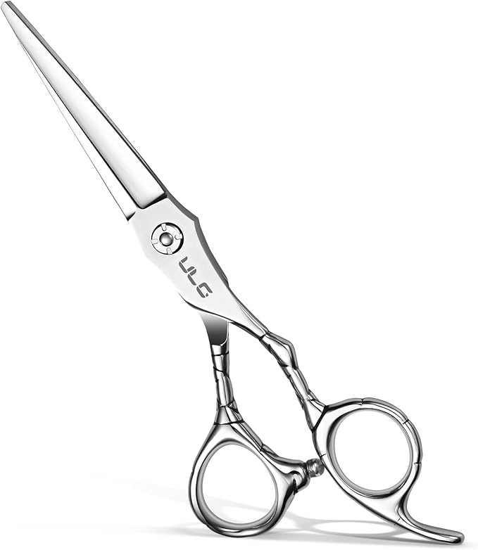 ULG Professional Hair Cutting Scissors 7" Japanese Stainless Steel Hand-Honed Barber Scissors for Home & Salon Use, Ergonomic Textured Handle for Men & Women