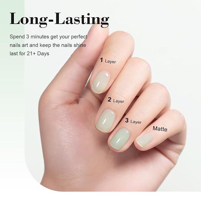 RARJSM Jelly Gel Nail Polish Mint Green Clear Light Green Gel Nail Polish Transparent Pastel Nude Sheer Nail GelPolish Varnish Curing Requires LED UV French Manicure Soak Off for Home Salon 15ml 1pcs