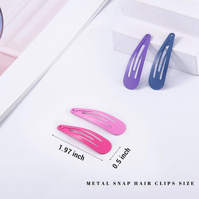 48 PCS Small Metal Barrettes For Women Non Slip Water Drop Snap Clips For Thick Thin Fine Hair Classic Accessories,Blue Green Purple Red,1.97 x 0.5 In