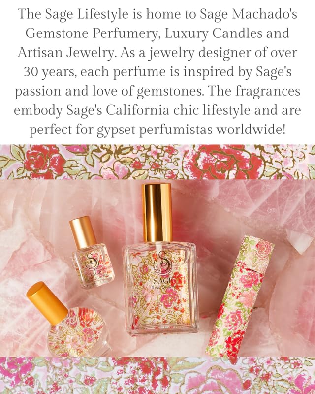 The Sage Lifestyle Rose Quartz Luxury Spray, Rose, Honeysuckle, Sandalwood, Grapefruit, Jasmine, Perfume for Women, Long Lasting, Clean Fragrance, Soft, Floral, Parfum, Artisan, 2 oz, Travel Perfume