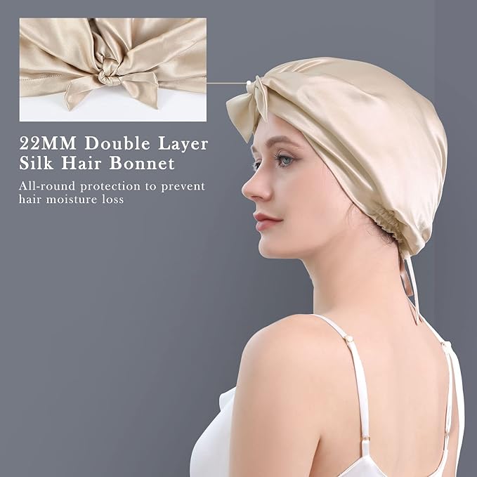 DAISYSILK 100 Pure Mulberry Silk Hair Bonnet for Sleeping Silk Hair Wrap for Women