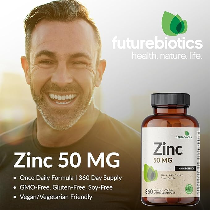 Futurebiotics Zinc 50 MG High Potency, 1 Year Supply - Non-GMO 360 Vegetarian Tablets