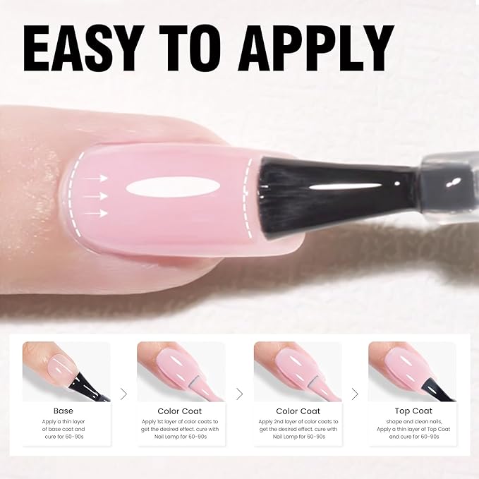 Venalisa Clear Pink Gel Polish - Translucent Nude Pink UV Gel Nail Polish for DIY Home Manicure and Salon Nail Art