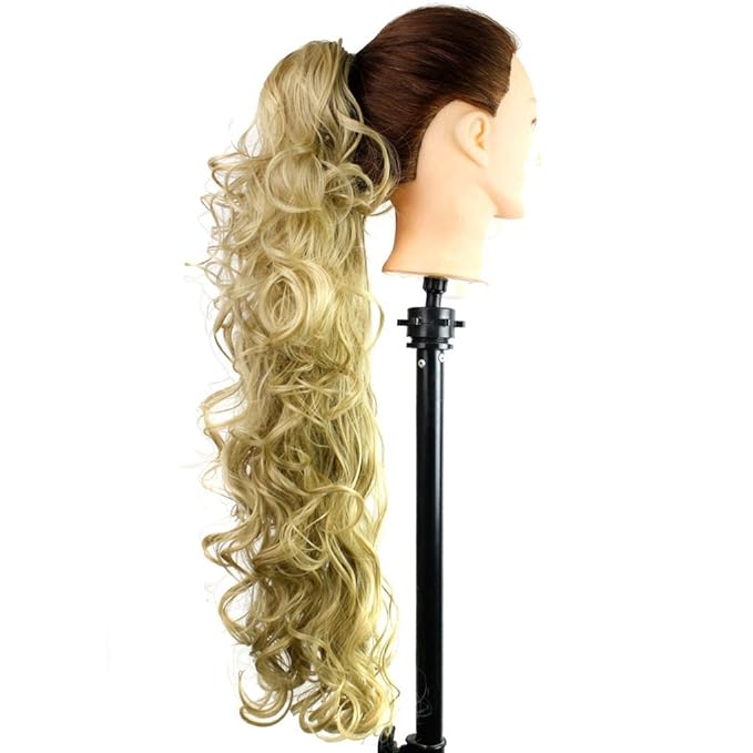 S_SSOY 31"(78cm) Women's Curly Pony Tail Hair Piece Synthetic Claw Clip Ponytail Wavy Long Curled in Hair Extension Extensions Long/Voluminous Wig Hairpieces for Women Girls Lady,24#