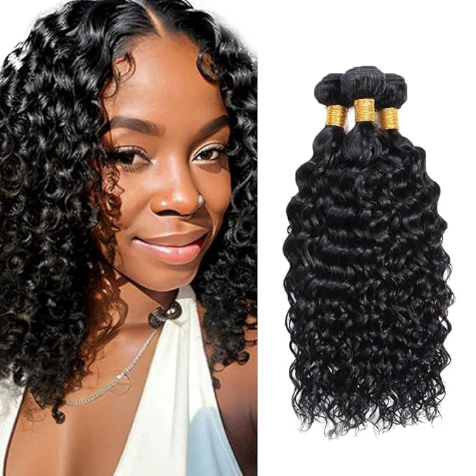 Human Hair Bundles Human Hair Water Wave Bundles Wet and Wavy Bundle 12 14 16 inch Quick Weave Natural Black Color 300g