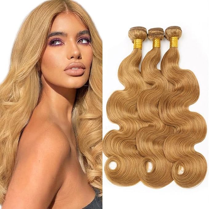 27 Body Wave Bundles Human Hair Honey Blonde Bundle Brazilian Virgin Human Hair 3 Bundles 12 14 16 Inch 27 Bundles Blonde Body Wave Bundles Hair Extensions 150g