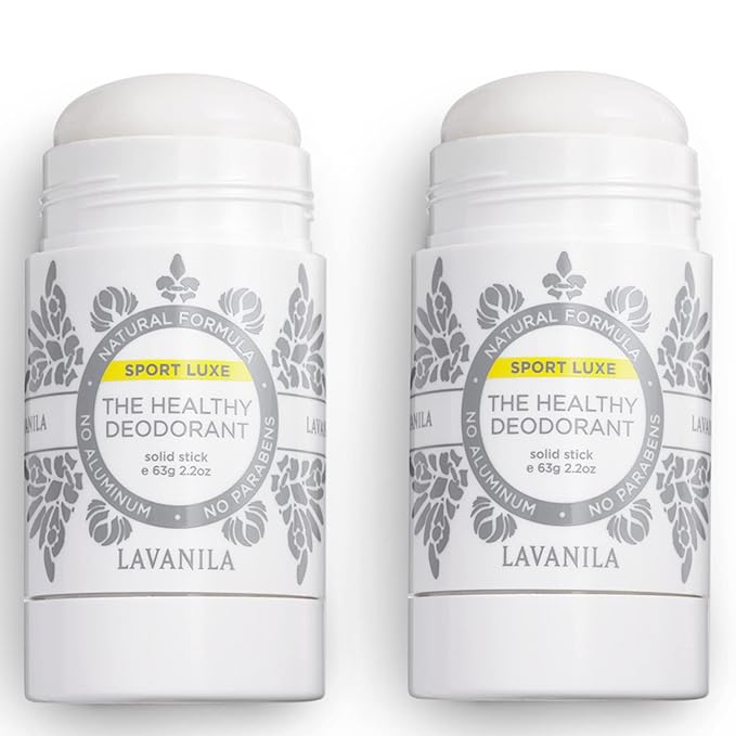 Lavanila Sport Luxe (2-Pack) Aluminum-Free Solid Stick Deodorant for Men & Women - Vegan, Clean, and Natural (2.2 Ounce Each)