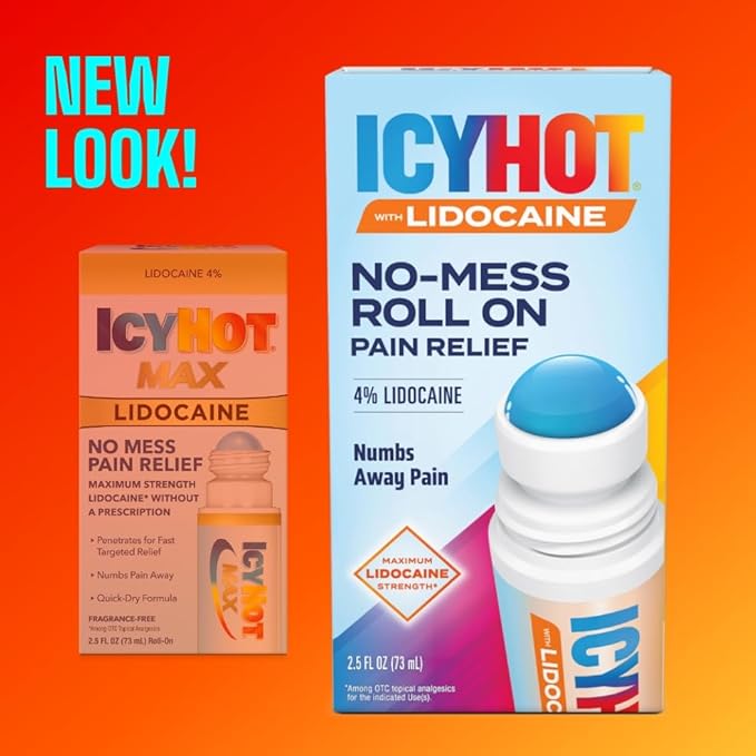Icy Hot Maximum Strength Lidocaine No-Mess Pain Relief Liquid, No-Mess Applicator, 2.5 Ounces, 2 pk