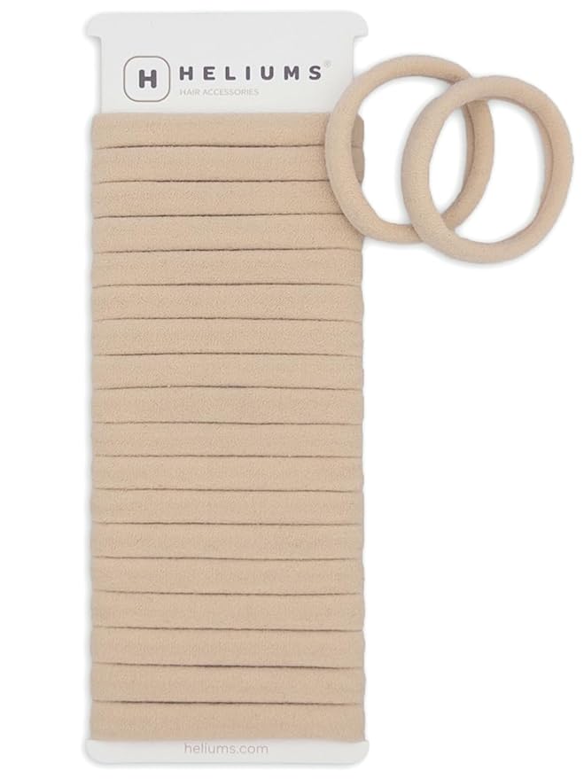 Heliums Soft Hair Ties - No Damage Seamless Nylon Fabric Bands, Stretchy Ponytail Holders for Thin & Thick Hair - Standard 1.5 Inch, Light Blonde, 20 Pack
