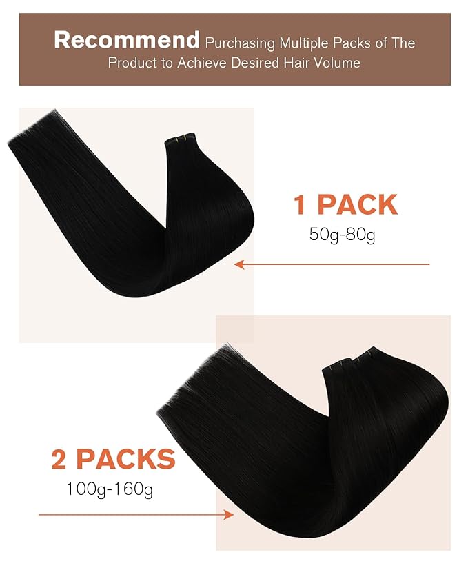 Sunny Hair Genius Weft Hair Extensions Human Hair Black Sew in Hair Extensions Genius Weft Solid Color Jet Black Hand Tied Weft Hair Extensions Sew in Short Straight Hair Wefts Salon Look 14inch