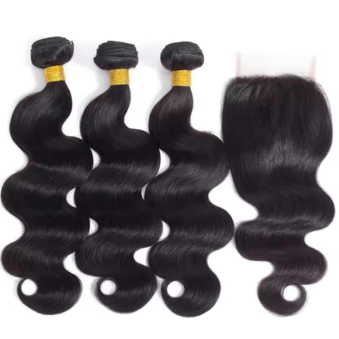 12A Human Hair Bundles 20 22 24+18 Inch Body Wave 100% Unprocessed Hair 3+1 Bundles Deals Extensions Quick Weave Human Hair Natural Black Color