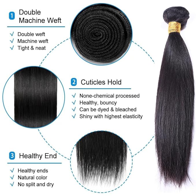 12A Straight Hair Bundles 1 Bundles Brazilian Virgin Human Hair Bundles Straight 10 Inch 100% Unprocessed Virgin Hair 1 Bundles Straight Weave Hair Human Bundles Natural Color for Woman