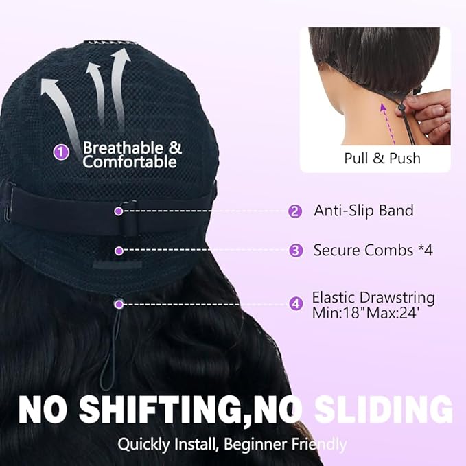 7x6 Body Wave Glueless Wigs Human Hair Pre Plucked Pre Cut 250% Density Drawstring Wig Human hair 7x6 HD Lace Front Wigs Human Hair for Black Women Pre Everything Ready to Go Wig 20inch