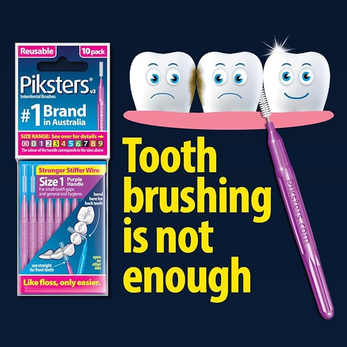 Piksters Interdental Brushes, 35 pk, Size 5, Interdental Tooth Brush for Large Gaps, Gum Soft Bristles for Plaque Removal, Safe for Braces