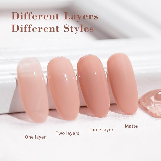 RARJSM Nude Gel Nail Polish Milky Tea Rose Neutral Nude Colors Skin Tone Gel Polish 15ml Single Bottle Sheer Jelly Transparent Polish Soak off UV LED Cured for Salon Home DIY French Manicure