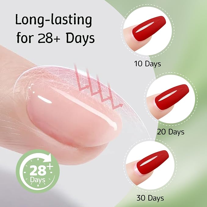 6-in-1 Builder Base and Top Coat Set for Nails, Soft Crystal Clear Nail Gel Polish with Brush on, No Wipe High Glass Long Lasting Chip Scratch Resistant Home DIY Salon Manicure (U V Cure)