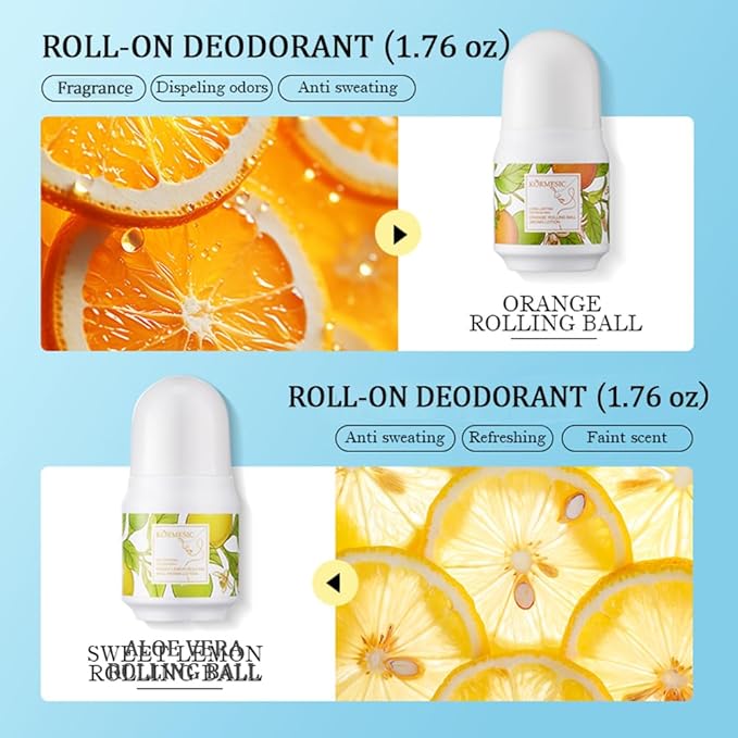 Aluminum Free Deodorant for Women, Mini Travel Size Body Antiperspirant for Women, Rose Fresh Anti Sweat Roll-On Deodorant - 1.76 Oz