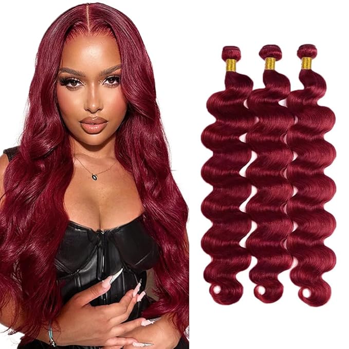99J Human Hair Bundles Burgundy Straight Bundles Red Human Hair Bundle 18 20 22 inch 99j Straight Bundle