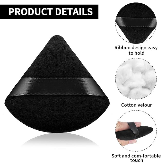 2-Pack Triangle Makeup Puffs, Ultra-Soft & Reusable Face Powder Applicators for Liquid, Cream & Powder Makeup, Washable & Skin-Friendly 1426