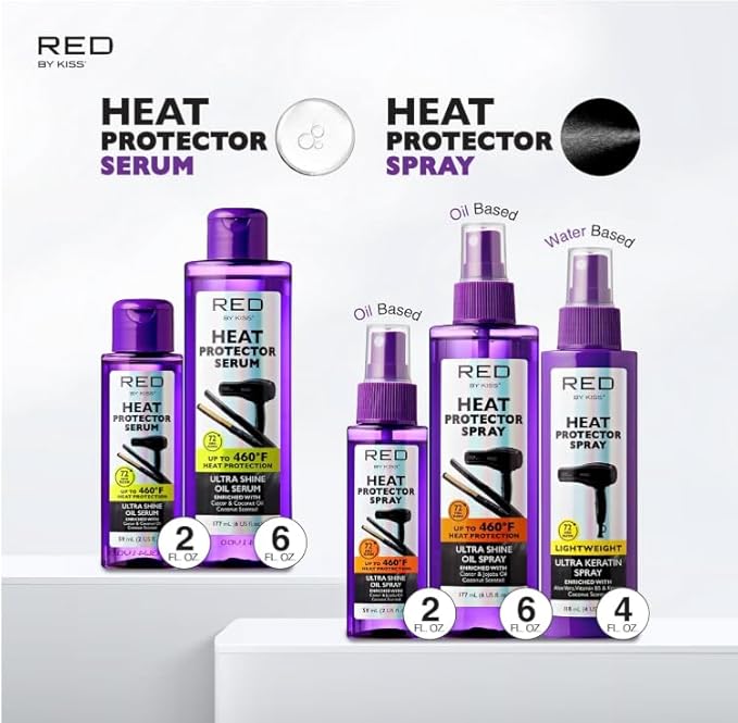 Red by Kiss 3000 Ceramic Tourmaline Professional Hood Dryer with Heat Protector Spray Bundle, Adjustable Height 1875W+ Ultra Keratin Thermal Spray for Hydration, Strength & Frizz Control (4 Fl Oz)