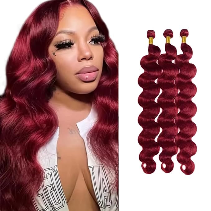 150g Burgundy Bundles 99J Human Hair Bundles 18 20 22 inch Red Body Wave Bundle Burgundy Body Wave Bundle