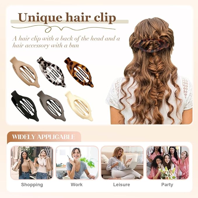 Flat Hair Clips for Women, Flat Claw Clips & Duckbill Hair Clips for Thick or Thin Hair, No-Slip Grip Hair Styling Accessories for Daily Use (Multicolor-N)