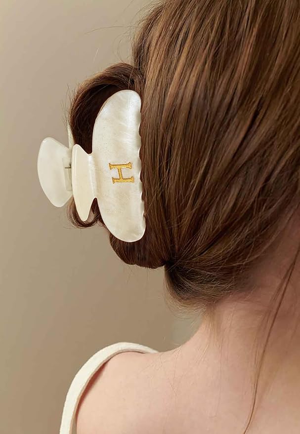 LILIE&WHITE Acrylic Letter Hair Clips For Women Stylish H Monogram Hair Claw Alphabet Hair Clip Fashion Glitter Claw Clip Elegant And Durable Hair Accessory Large Hair Clips H