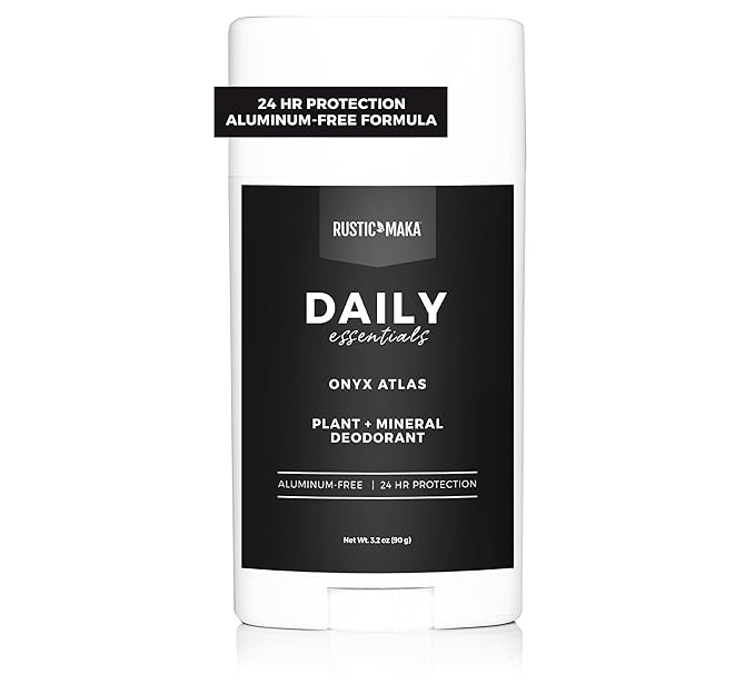 Rustic MAKA Plant + Mineral Deodorant - Onyx Atlas | Strong Odor Control | No Added Aluminum, No Added Parabens, No Added Baking Soda | Long-Lasting Protection for Men and Women
