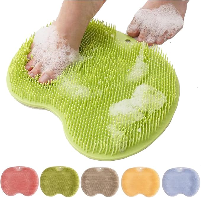 Shower Foot Back Scrubber Massage Pad, 2025 New Shower Foot Scrubber Mat Foot Back Cleaning Pad, Upgrade Shower Foot Scrubber Mat with Non-Slip Suction Cups Back Exfoliating Bath Wash Pad (Green)