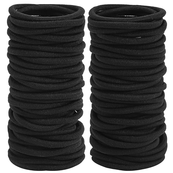 200 PCS Elastic Hair Tie, 4MM Black Hair Ties for Thick and Curly Hair Ponytail Holders Hair Elastic Band for Women or Men(4mm Black)