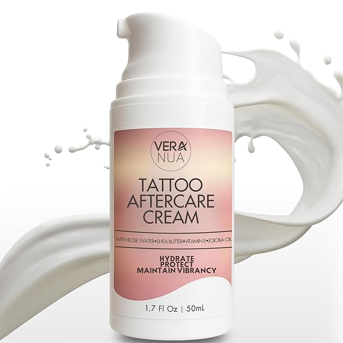 Tattoo Aftercare Cream for Women – With Rose Water, Shea Butter, Vitamin E & Jojoba Oil – Soothes, Protects and Brightens Healed Ink, Non-Greasy Moisturizer, Citrus Floral Scent (50ml)