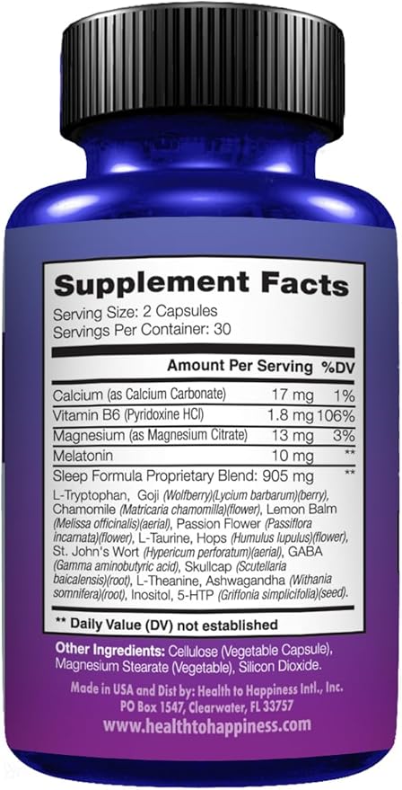 Sleep Great – Natural Sleep Aid with Melatonin, Lemon Balm, Ashwagandha, Valerian & Passion Flower – 60 Capsules